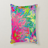 花カラフル園抽象芸術コラージュ アクセントクッション (正面(垂直))