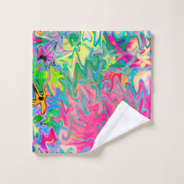 花カラフル園抽象芸術コラージュ ウォッシュタオル