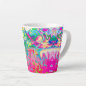 花カラフル園抽象芸術コラージュ カフェラテマグ (右アングル)