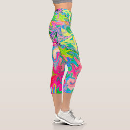 花カラフル園抽象芸術コラージュ カプリレギンス