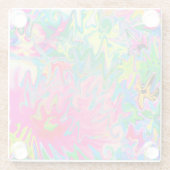 花カラフル園抽象芸術コラージュ ガラスコースター (裏面)