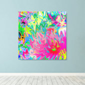 花カラフル園抽象芸術コラージュ キャンバスプリント (インサイチュ (ウッドフロア))
