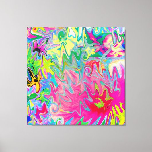 花カラフル園抽象芸術コラージュ キャンバスプリント (正面)