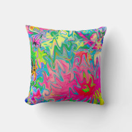 花カラフル園抽象芸術コラージュ クッション