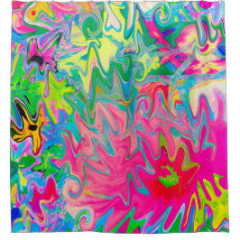 花カラフル園抽象芸術コラージュ シャワーカーテン