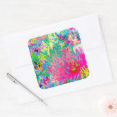 花カラフル園抽象芸術コラージュ スクエアシール (封筒)