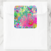 花カラフル園抽象芸術コラージュ スクエアシール (バッグ)