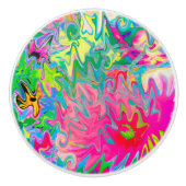 花カラフル園抽象芸術コラージュ セラミックノブ (正面)