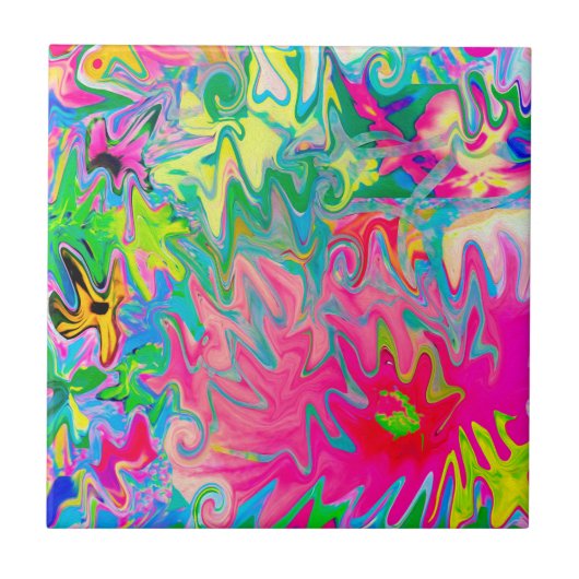 花カラフル園抽象芸術コラージュ タイル (正面)