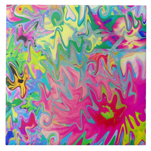 花カラフル園抽象芸術コラージュ タイル (正面)