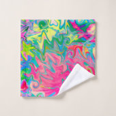 花カラフル園抽象芸術コラージュ バスタオルセット (ウォッシュタオル)