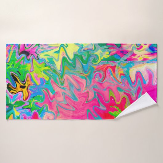 花カラフル園抽象芸術コラージュ バスタオル (バスタオル)