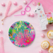 花カラフル園抽象芸術コラージュ ペーパープレート (パーティー)