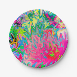 花カラフル園抽象芸術コラージュ ペーパープレート