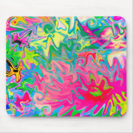 花カラフル園抽象芸術コラージュ マウスパッド
