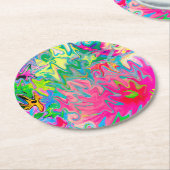 花カラフル園抽象芸術コラージュ ラウンドペーパーコースター (アングル)