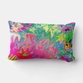 花カラフル園抽象芸術コラージュ ランバークッション (裏面)