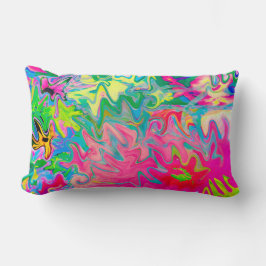 花カラフル園抽象芸術コラージュ ランバークッション