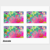 花カラフル園抽象芸術コラージュ 長方形シール (シート)