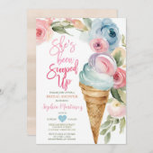 花カラフル夏アイスクリームブライダルシャワー 招待状 (正面/裏面)