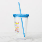 花カラフル太陽とハートパターン、ピンクフローラ アクリルタンブラー (左)