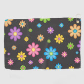 花カラフル女の子パワーヒッピー ゴルフタオル (横)