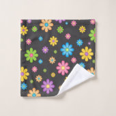 花カラフル女の子パワーヒッピー バスタオルセット (ウォッシュタオル)