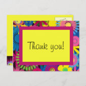 花カラフル女の子誕生日ありがとうはがき ポストカード (正面/裏面)