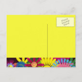 花カラフル女の子誕生日ありがとうはがき ポストカード (裏面)