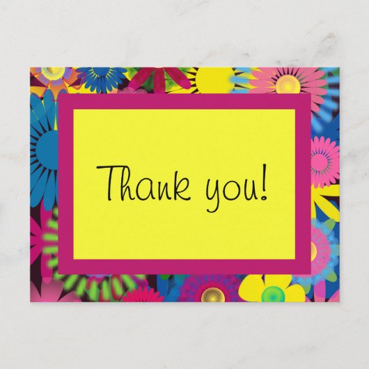 花カラフル女の子誕生日ありがとうはがき ポストカード (正面)