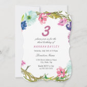 花カラフル女の子34th第5th第6誕生日 招待状 (正面)