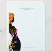 花カラフル女の子(青) レターヘッド (正面/裏面)