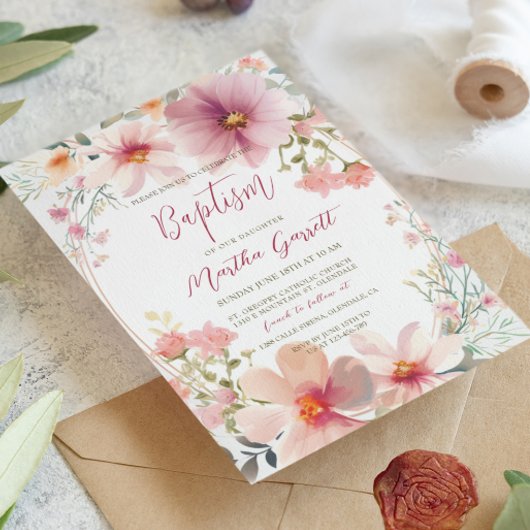 花カラフル女バプテスマ 招待状