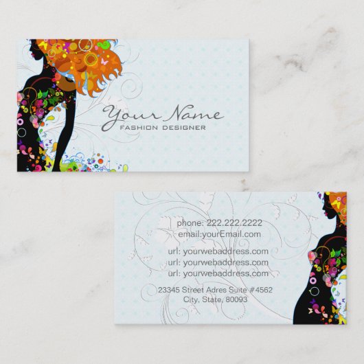 花カラフル女 名刺 (正面/裏面)