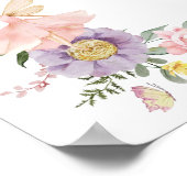 花カラフル妖精の最初の1歳の誕生日へようこそ ポスター (角)