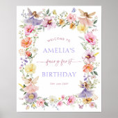 花カラフル妖精の最初の1歳の誕生日へようこそ ポスター (正面)