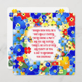 花カラフル子供の誕生日パーティー 招待状 (正面/裏面)