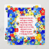 花カラフル子供の誕生日PartyInvitation 招待状 (正面/裏面)