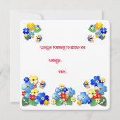 花カラフル子供の誕生日PartyInvitation 招待状 (裏面)