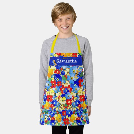 花カラフル子 エプロン (着用した状態)