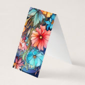 花カラフル折りブックマークブックマーク 名刺 (裏面)