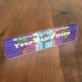 花カラフル抽象芸術サイケデリックフラクタル文字 デスクネームプレート (側面)