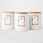 花カラフル枠の白い製品ラベルハート フードラベル (ボトル)