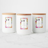 花カラフル枠ホワイトプロダクトラベルのロゴ フードラベル (ボトル)