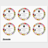 花カラフル枠ホワイトプロダクトラベルのロゴ ラウンドシール (シート)
