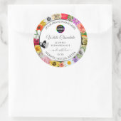 花カラフル枠ホワイトプロダクトラベルのロゴ ラウンドシール (バッグ)