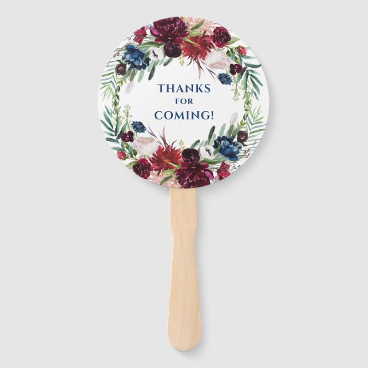 花カラフル枠結婚デザイン ハンドファン (裏面)