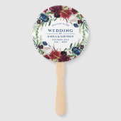 花カラフル枠結婚デザイン ハンドファン (正面)