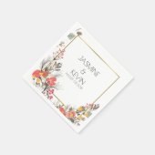 花カラフル枠金ゴールドアクセント スタンダードカクテルナプキン (角)