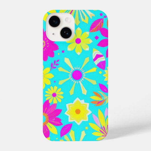 花カラフル柄の花咲き電話ケース iPhoneケース (裏面)
